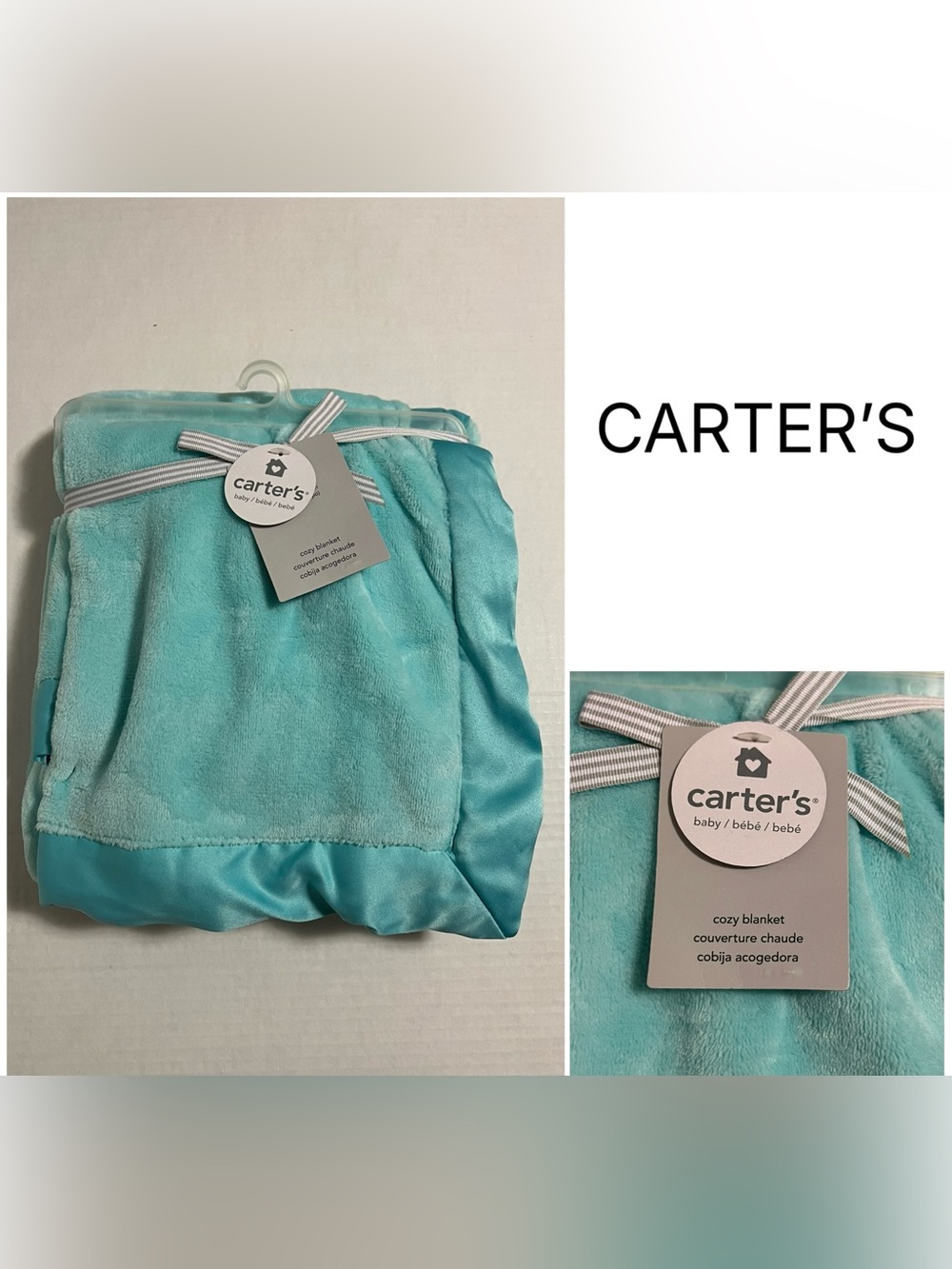 CARTER’S - NWT - 40”X30” - INFANT BOYS TEAL BLUE COZY SHERPA BLANKET